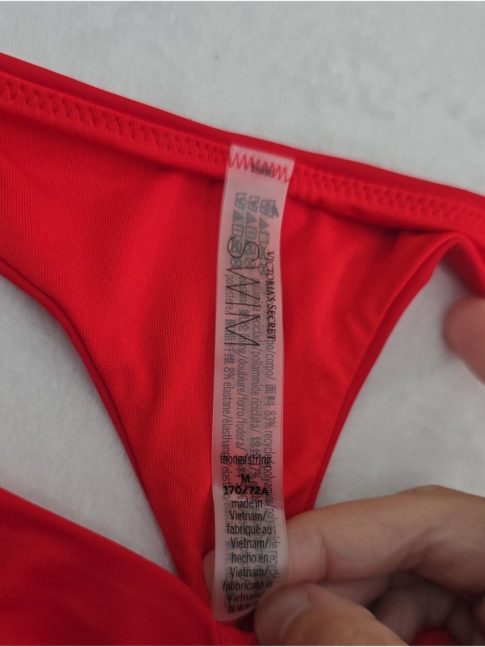 Victoria's Secret Swim Cinched Thong Bikini Bottom Red Pepper Sz Med NWT - Picture 6 of 6